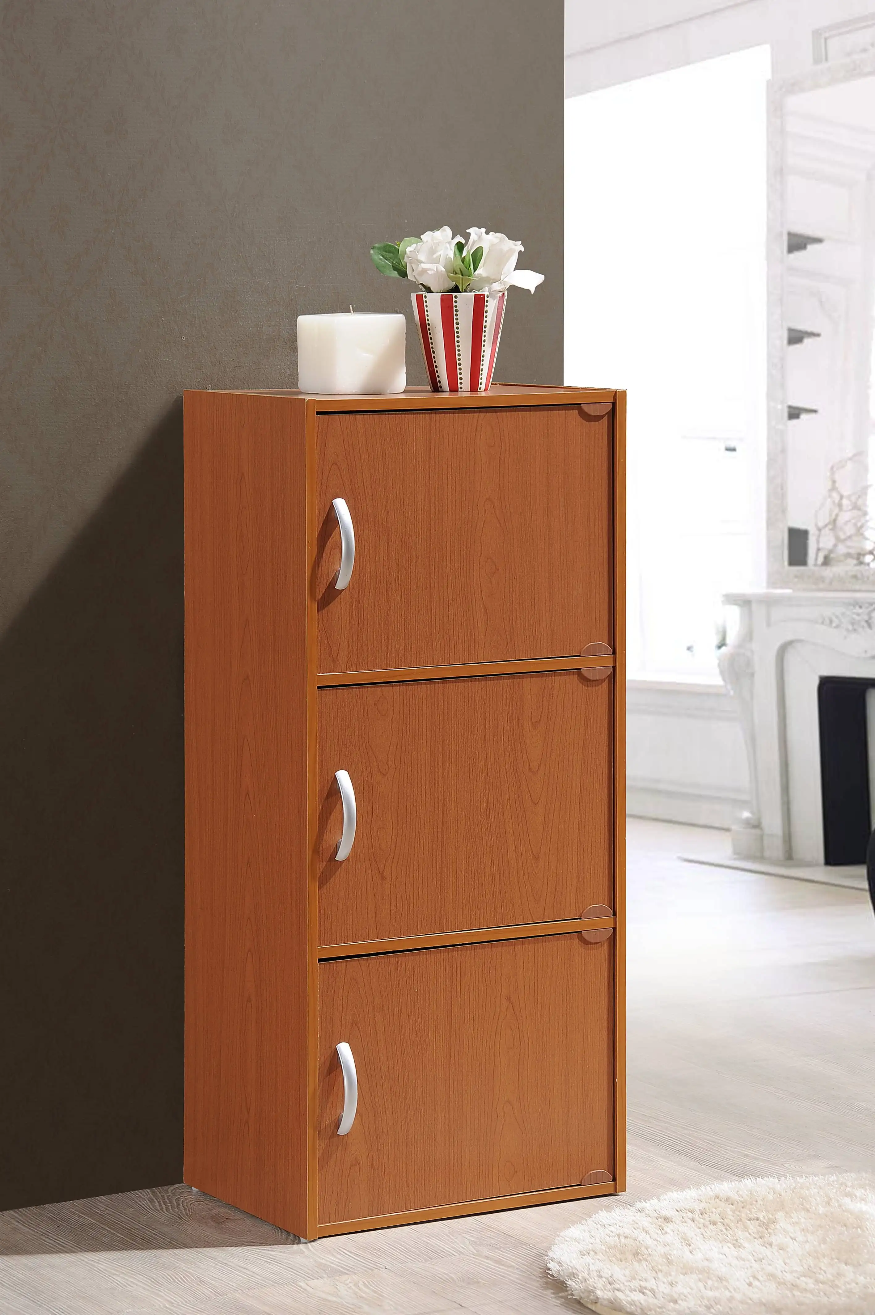 Hodedah-Armoire à 3 portes, rouge