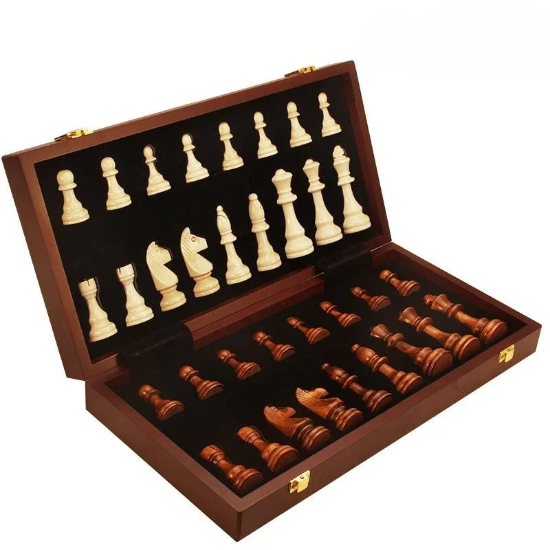 High Quality Direct Factory Sale Folding Solid Wood Chess Box for Gifts Educational Learning Chess Board Game Toy