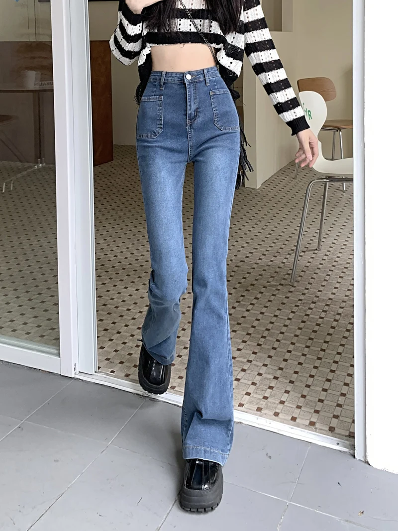 

Джинсы-боты с высокой талией, женские осенние дизайнерские утягивающие джинсы больших размеров, уличные хлопковые эластичные джинсовые брюки против морщин