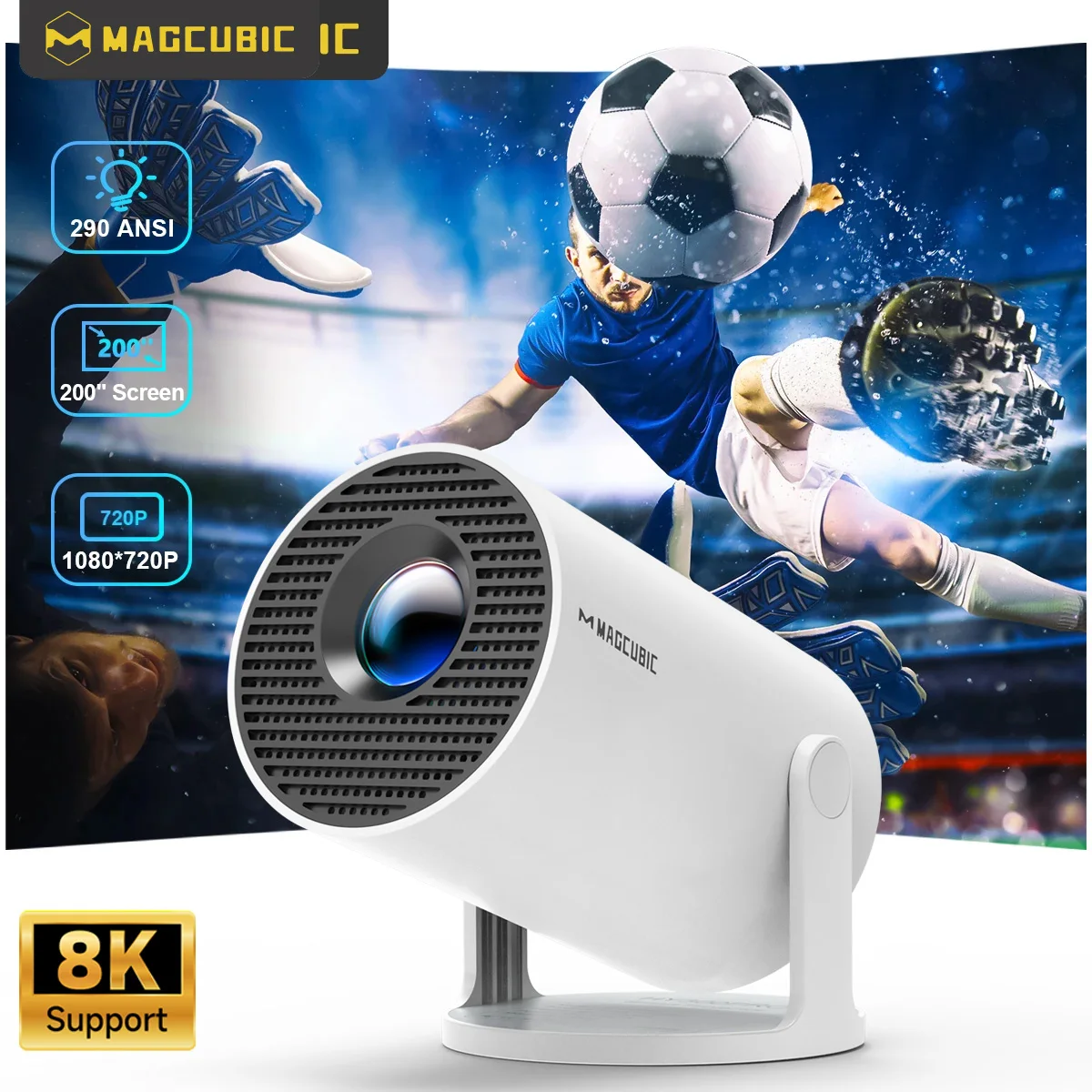 Magcubic 2026 Upgraded HY300 Pro Mini Projector Portable Projector 8K Support Auto Keystone 180 Degree Rotation Smart Proyector