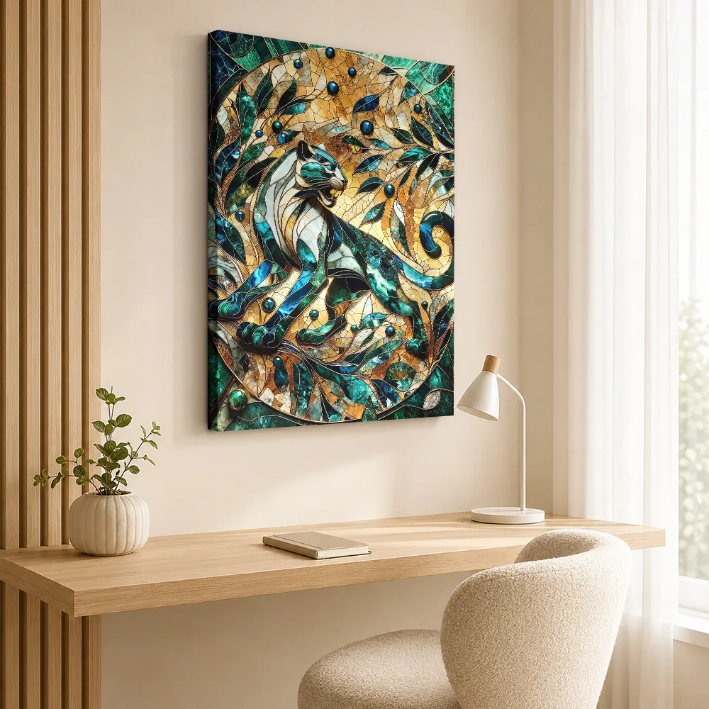 Abstract Panther Kintsugi Canvas Painting Poster Personalized Photo Japanese Inspired Wall Art for Bedroom Decor Ready to Hang