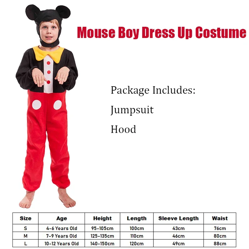 Red Black Cute Mouse Boy Dress Up Costume Kids Halloween Purim Costume 2024