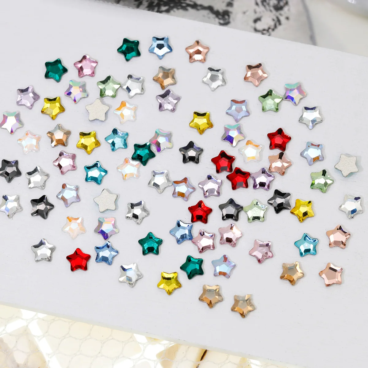 100/500pcs 4mm/6mm Star Shape 18Colors Boutique Flat bottom nail art rhinestones Glass crystal 3D nail decoration wholesale