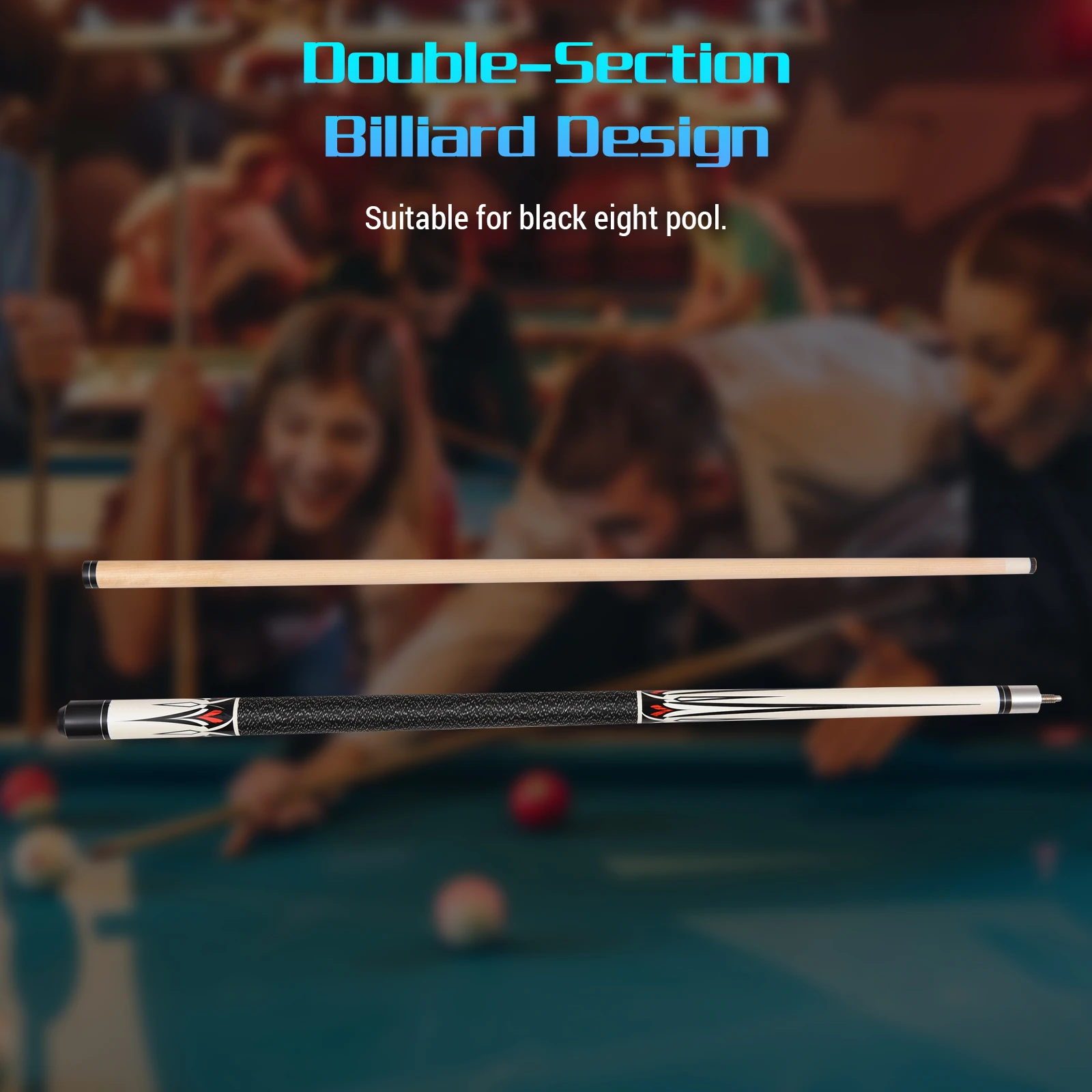 Pool Sticks 147cm / 57.9in Maple Fancy Nine-Ball Cue Double-Section Billiard Design Pool Queue Stick 13MM Big Head