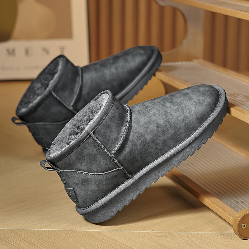 

Men’s Thermal Winter Footwear, Faux Fur & Waterproof, One-Click Slip-On for New Year’s Brunch & Snowy Streets