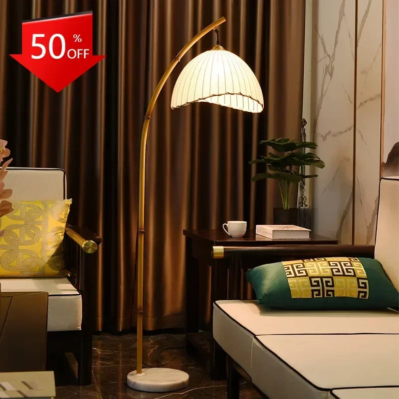 2025 Homestay LED Floor Lamp Retro Zen Style Chinese Atmosphere Lamp Bamboo Art Living Room Sofa Study Room Bedside Table Lamp