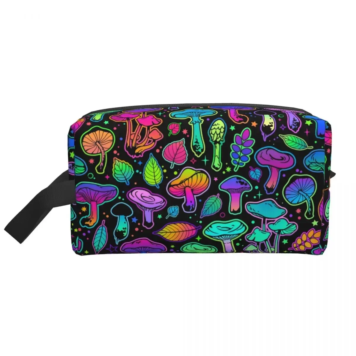 Psychedelic Magic Rainbow Mushrooms Toiletry Bag Mysterious Boho Cosmetic Makeup Organizer Women Beauty Storage Dopp Kit Box