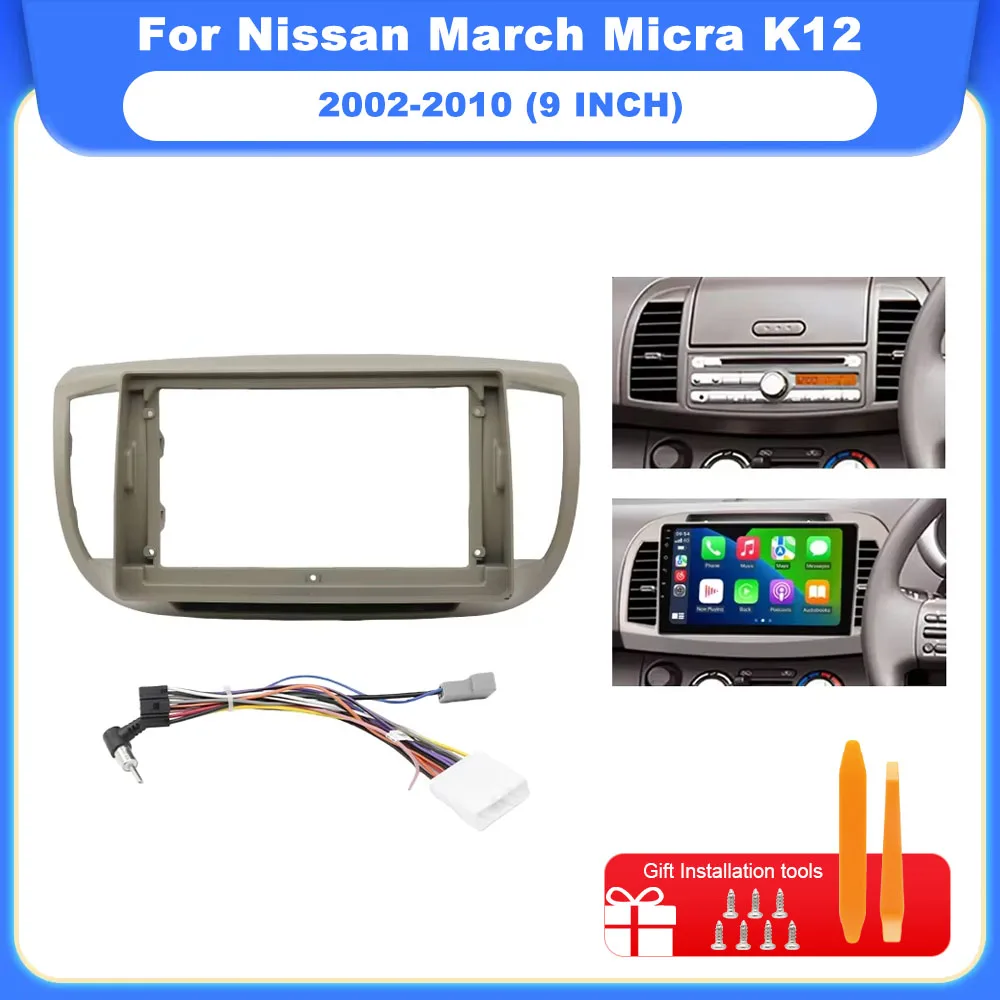Cornice Radio 2Din Per Nissan March Micra K12 2002-2010 – Kit Con Cavi E Staffe, Montaggio Facile