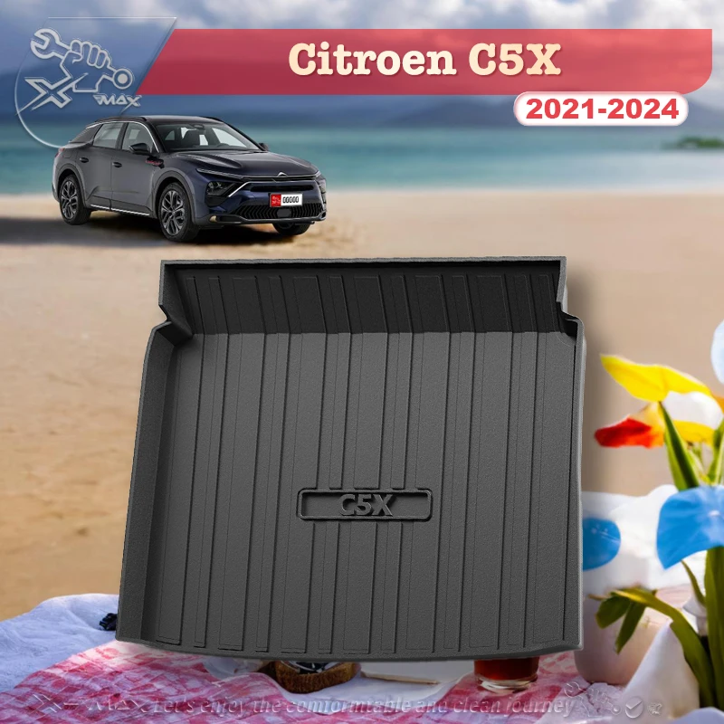 

For Citroen C5 X 2021-2024 Custom Fit Car Trunk Mat All Season Black Cargo Mat 3D Shaped Laser Measured Trunk Liners