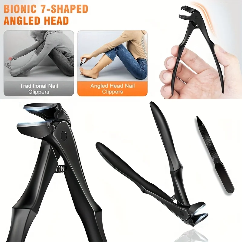 1/2pcs Duty Large Opening Nail Clippers for Seniors Pregnant with Lock Buckle Angled Curve Toenail Clippers for Thick Nails Tool