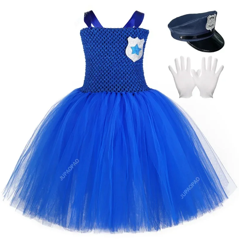 Vestido Tutu policial para meninas, fantasia de coelho dos desenhos animados, roupas de Halloween para crianças, roupas de festa, novos modelos