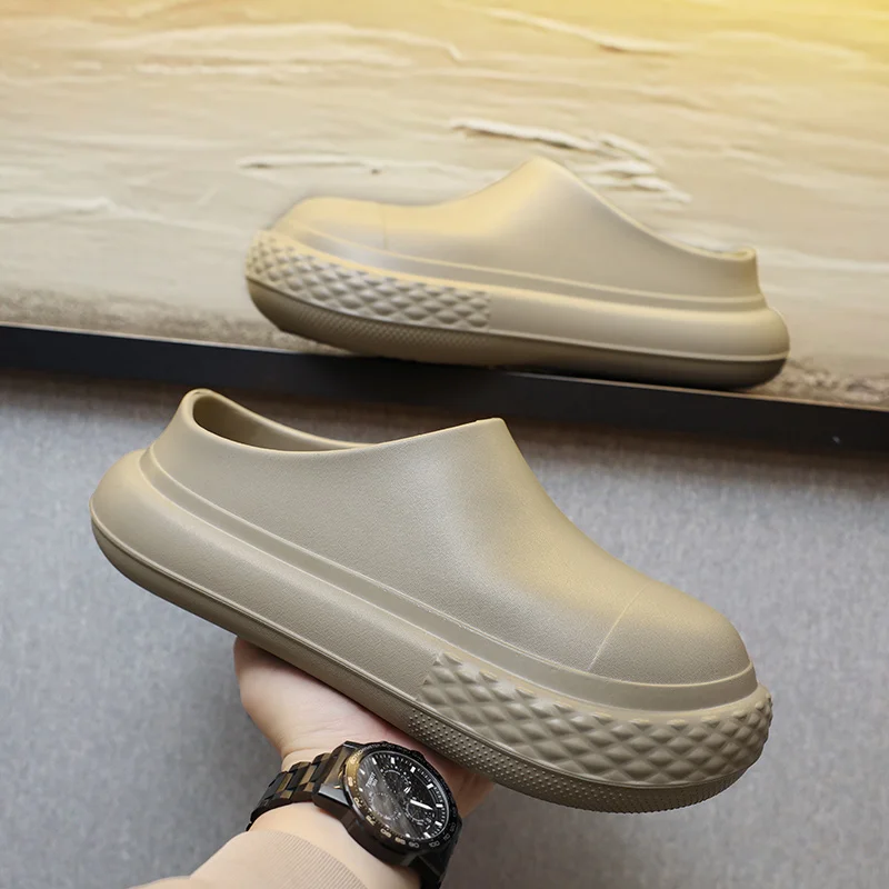 

ex Thi Boted Waterproof Slip-On Rain Boots Anti-Slip Kitchen Work Couples Slippers Comfortable Lightweight PU Material
