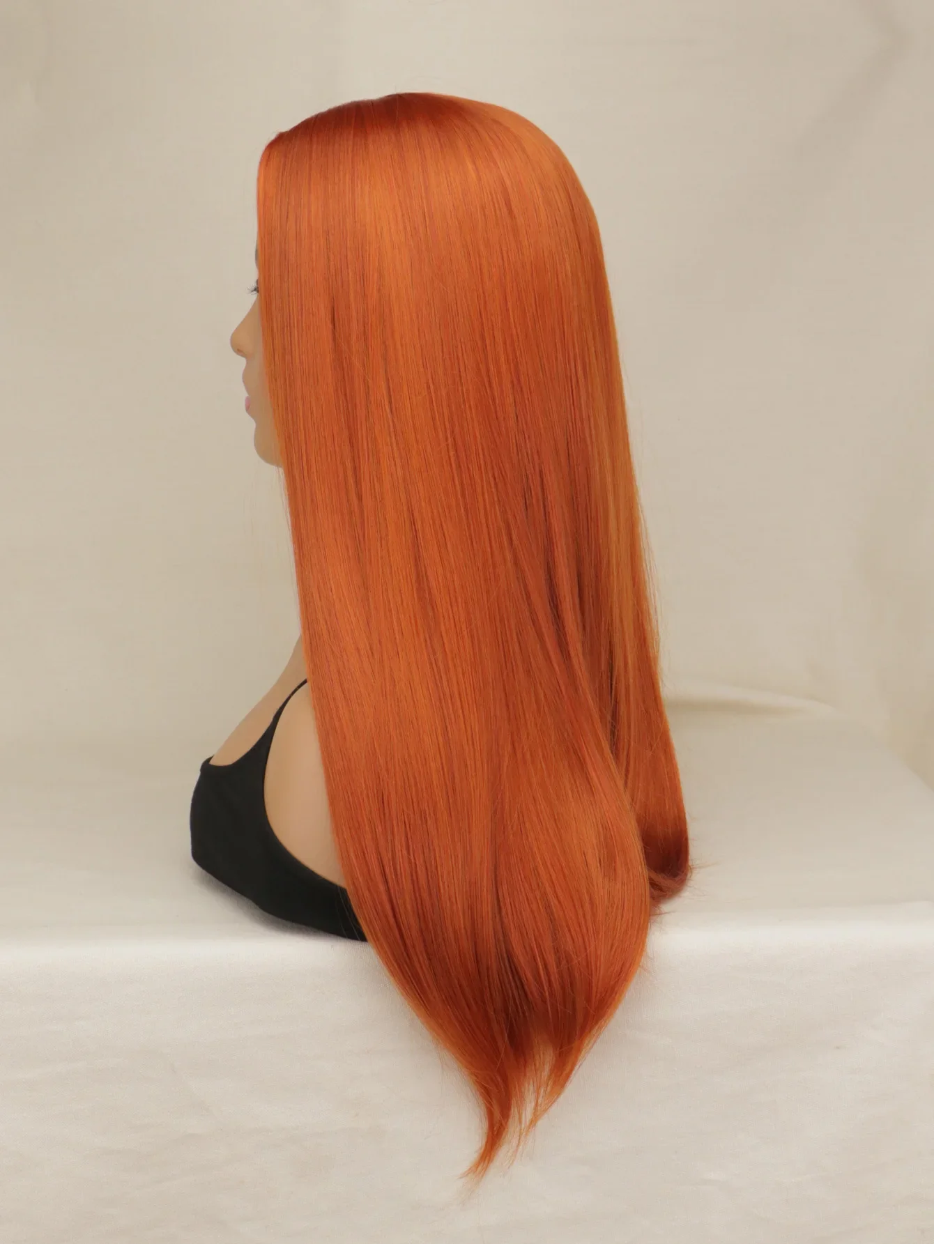 QQXCAIW-peluca larga y recta para mujer, pelo sintético resistente al calor, color naranja y rojo Natural, para fiesta de Cosplay