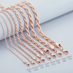 2/2.4/3/4/5/6/7/8mm Wide Rope Chain Necklace Stainless Steel Choker Men Women Jewelry Rose Gold Color Chains Gift