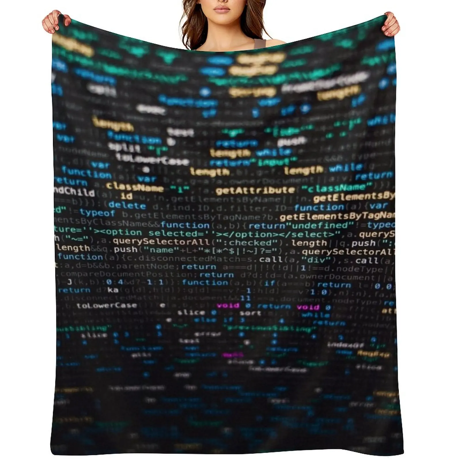 Software Developer Programming Code on Black Background Throw Blanket Designers Custom bed plaid Hair Blankets