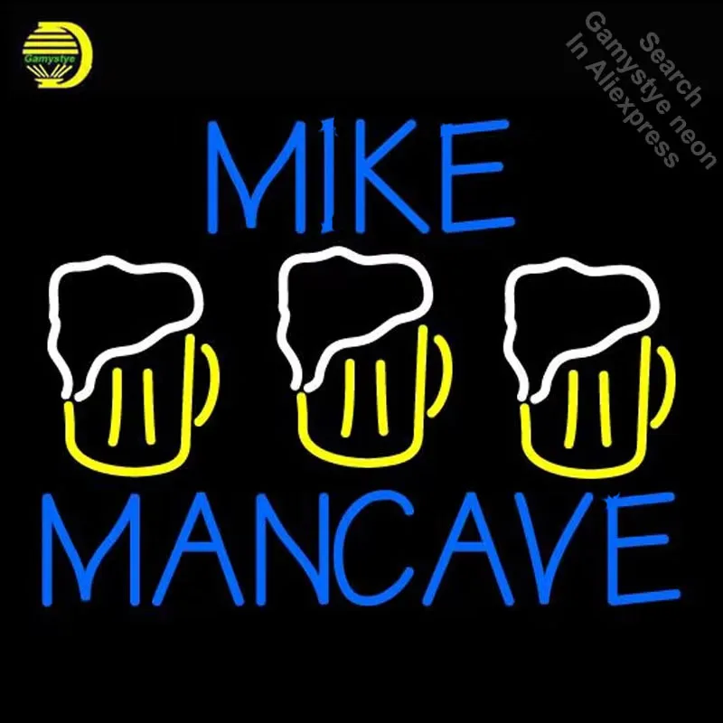 Mike Mancave NEON LIGHT SIGN Neon Sign REAL GLASS Tube BEER BAR PUB Light Sign Store Display Handcraft Iconic Sign personalized