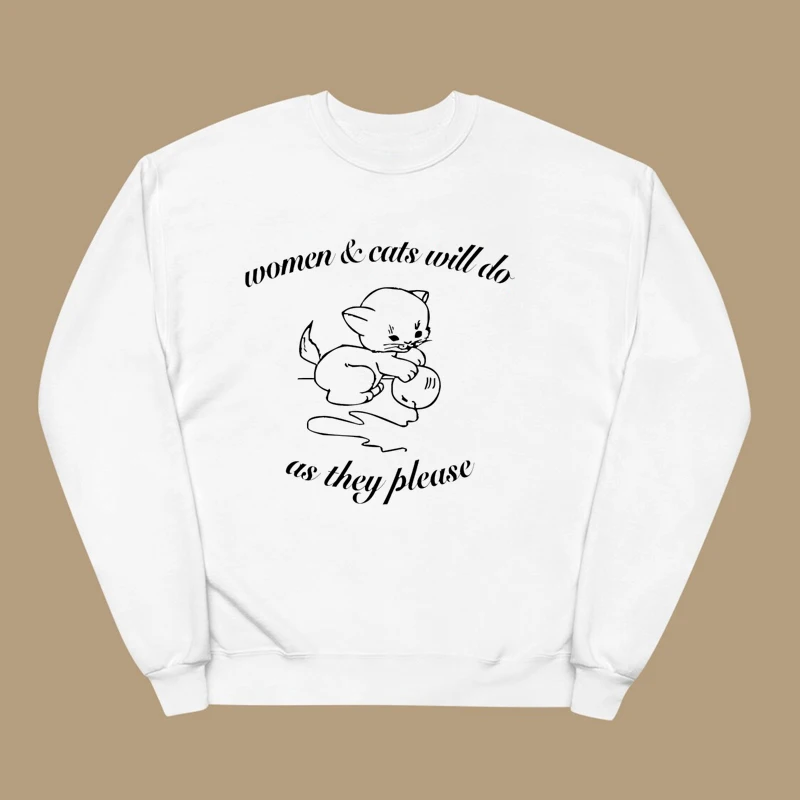 

Women and Cats Will Do As They Please Kawaii Women Sweatshirt O Neck Graphic Hoodies Cotton 2000s Grunge Clothes Dropshipping