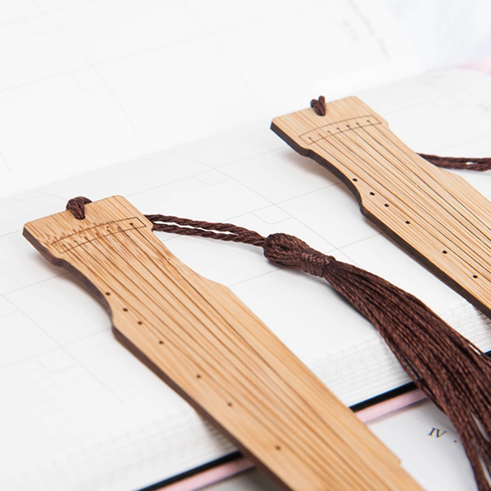 

12 Pcs Bamboo Bookmark Chinese Zither Design Eco Friendly Gift For Readers Students Writers Graduates Book Lovers Page