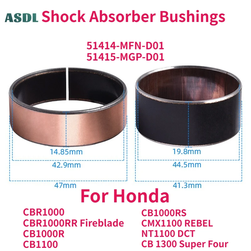 

43mm Moto Front Fork Bushing Guide Rails Kit For Honda CBR1000 CBR1000RR Fireblade CB1000R CB1100 CB1000RS CMX1100 NT1100 CB1300