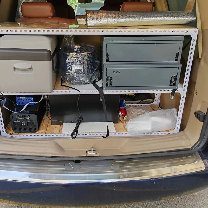 Camping Kitchen Storage Box Overland Slide-out Kithcen Box Car Trunk Telescopic Stainless Steel Kitchen Box SUV Trunk Organizer