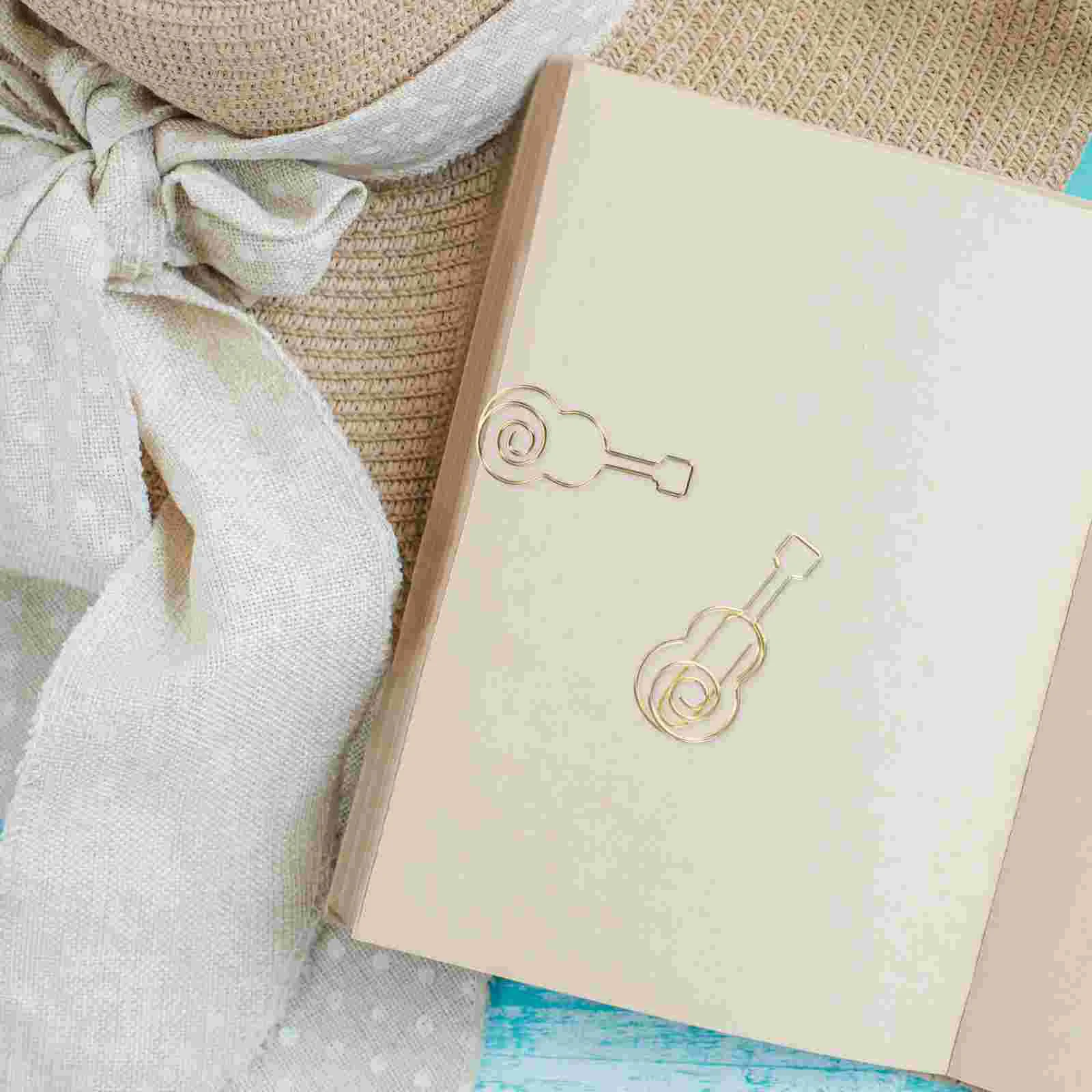 50 Pcs Jumbo Paper Clips Shaped Metal Fancy Wedding Golden Violin Pin Mini Office