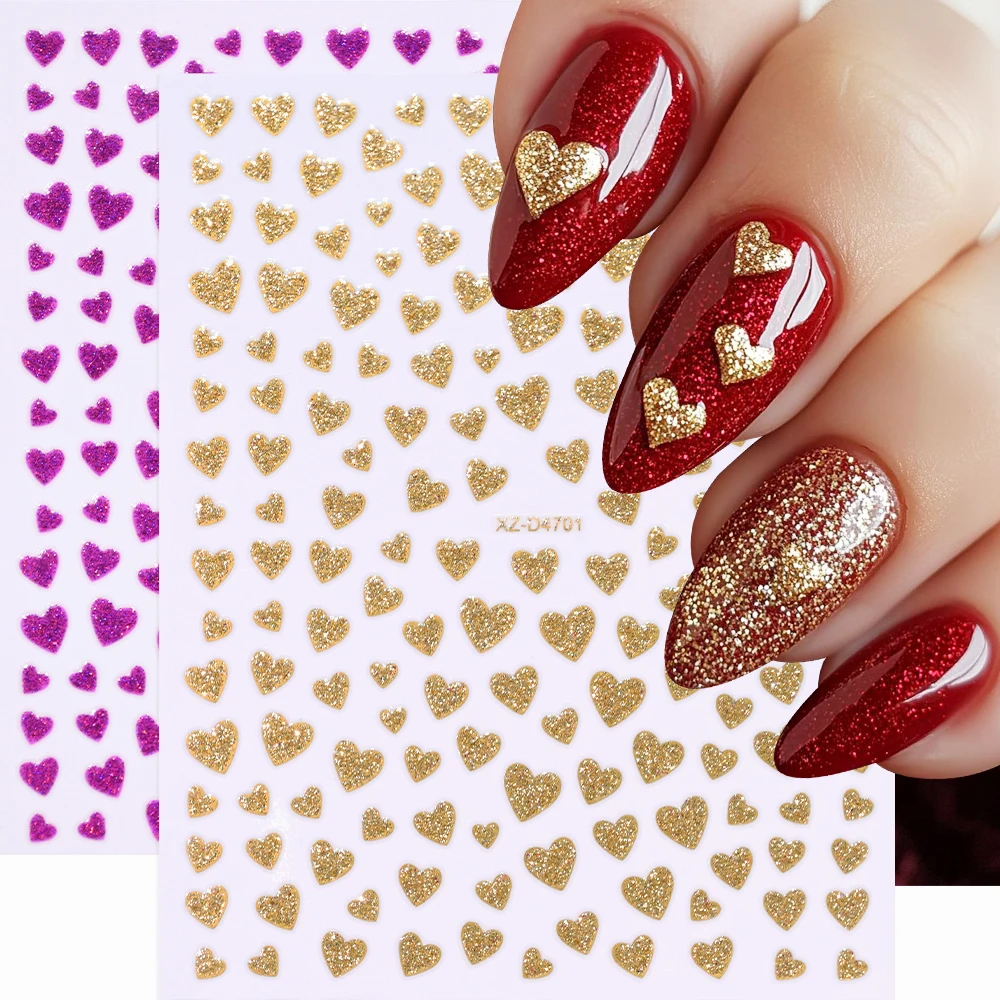 1 قطعة ثلاثية الأبعاد المجسم الأحمر الوردي عيد الحب مسمار الشارات بريق مسحوق الحب القلب مسمار الفن ملصقات رومانسية مسمار الفن لوازم * #3