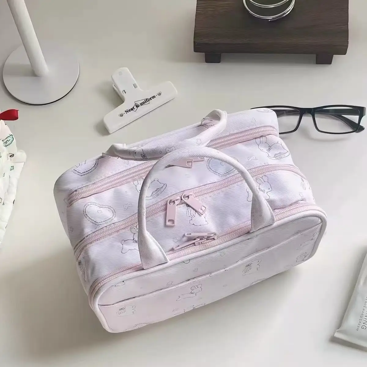New Bunny Series Makeup Bag Portable Large Capacity Handheld Storage Can Be Used Trolley Suitcase Toiletry Makeup Bag Cute Gift