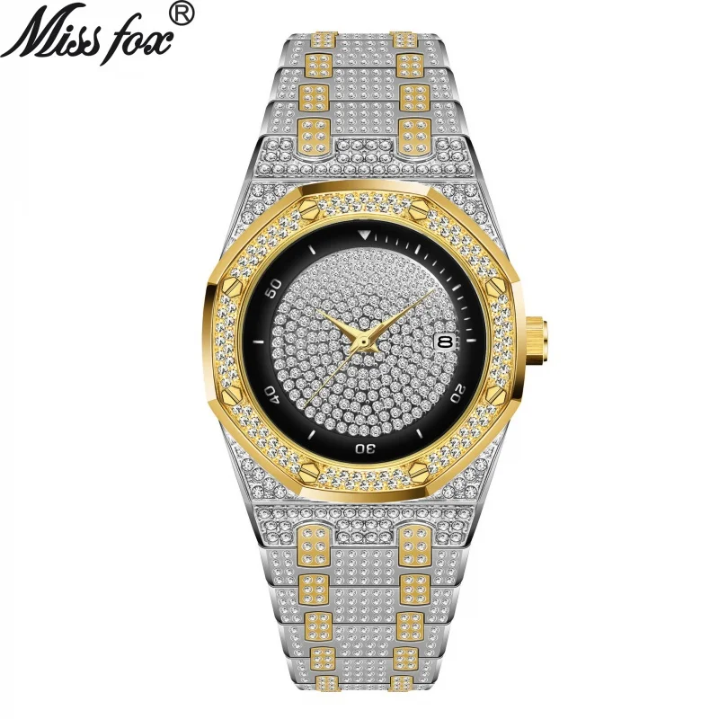 Official brand free shippingHot High-End Full Diamond Waterproof Quartz in StockMen's Watch