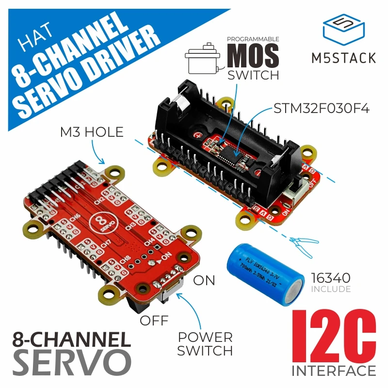 قبعة M5Stack الرسمية M5StickC ذات 8 قنوات لسائق المؤازرة