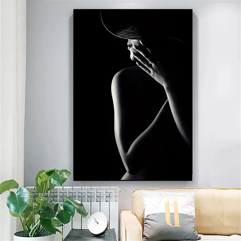 Sexy Black and White Woman Poster and Print Canvas Painting Girl Body Art Wall Picture for Modern Bedroom Home Decor Cuadros