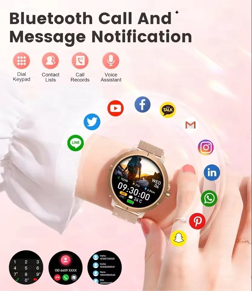 Nuevo reloj inteligente con posicionamiento GPS 1,32AMOLED 5ATM resistente al agua para mujeres salud Bluetooth llamada 360mAh brújula 170 + modo deportivo SmartWatch