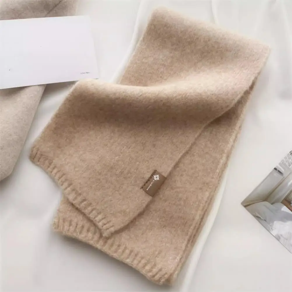 Wool Blend Scarf Weather Scarf Cozy Knitted Unisex Fall Winter Scarf for Women Men Thickened Solid Color Warm Soft for Weather