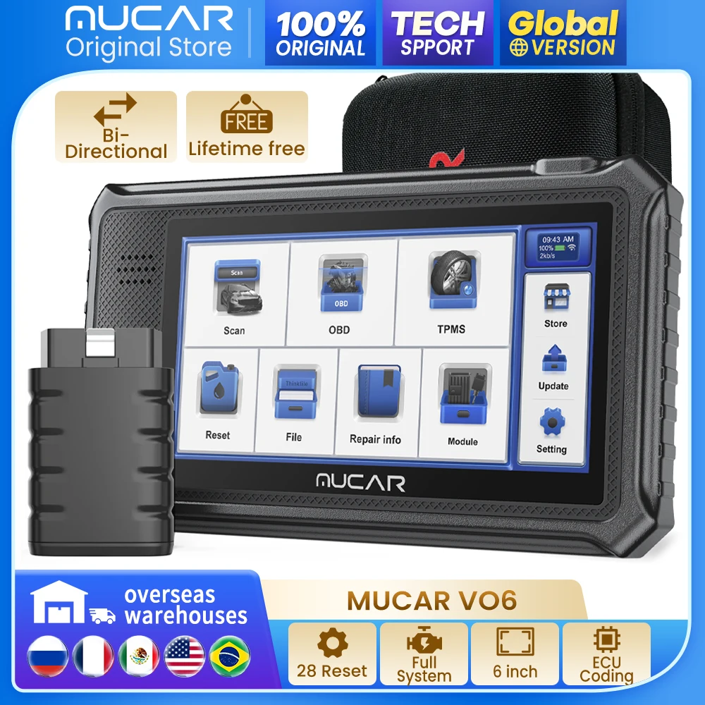 MUCAR VO6 OBD2 car Diagnostic tool full system auto scanner code reader 28 resets Special Functions bi-directional scan tools