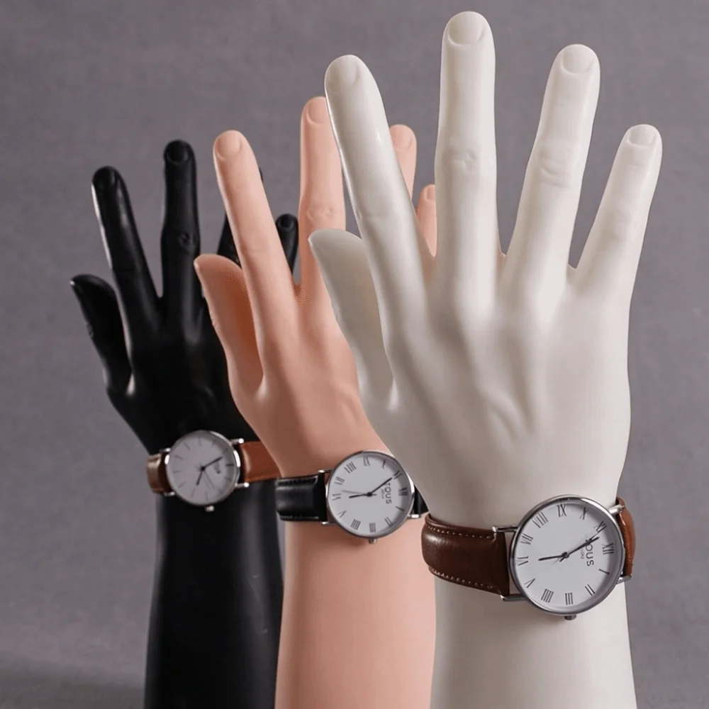 Matte Hard Male Hand Model Realistic Standing Mannequin Hand Portable Durable Hand Display Stand Window Display