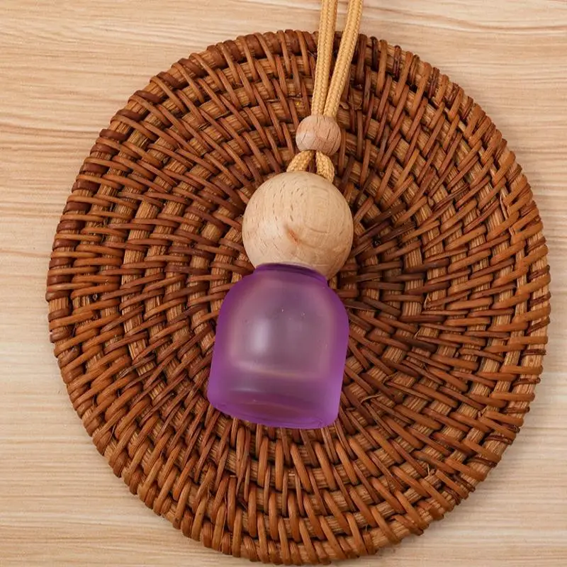 

Ball Cover Frosted Glass Bottle Container 11ml Empty Car Perfume Bottle With Beech Lid Aromatherapy Bottle Car Pendant Decor