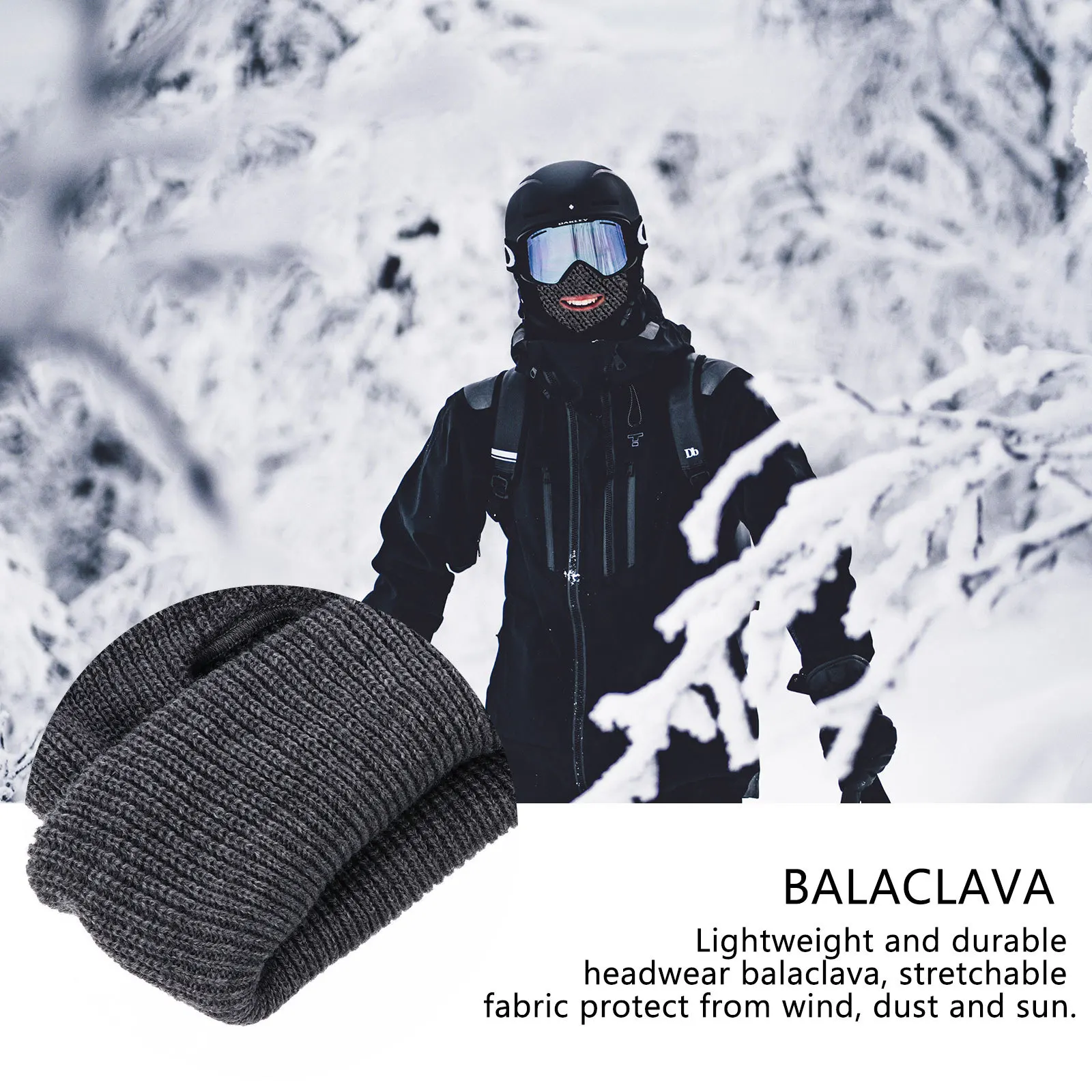 

Thermal Cycling Hat with 3-Holes Design Windproof Knitted Face Mask Winter Outdoor Warm Hat Soft Flexible Balaclava