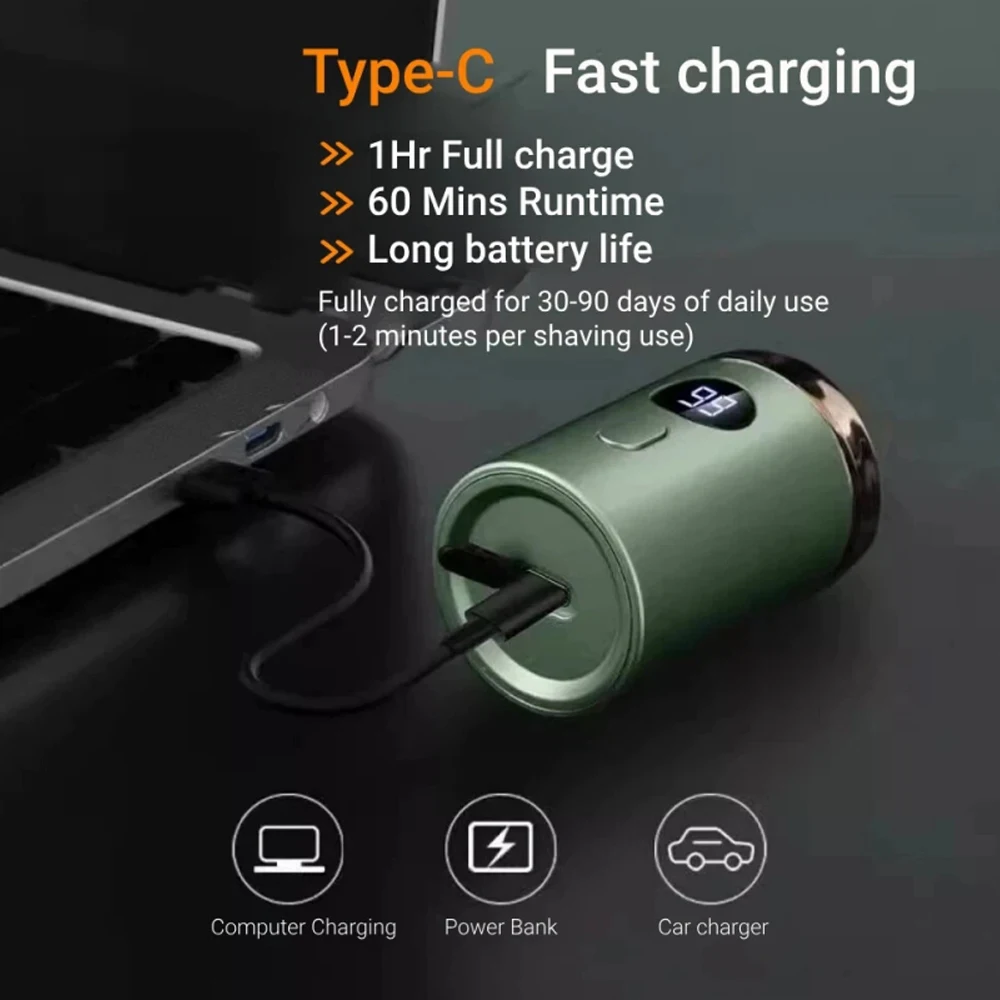 Rechargeable Electric Mini Shaver – Portable Razor with LED Digital Display USB Type-C Charging Car & Home Use for Men & Women