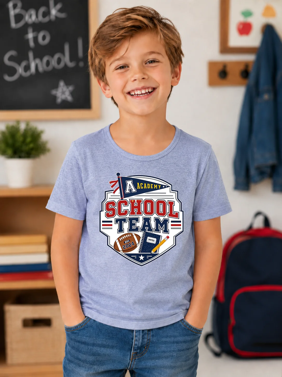 Boys Back To School T-Shirt A Academy School Team Graphic Tees Kids Summer Short Sleeve Tops Children Casual Sport T Shirts