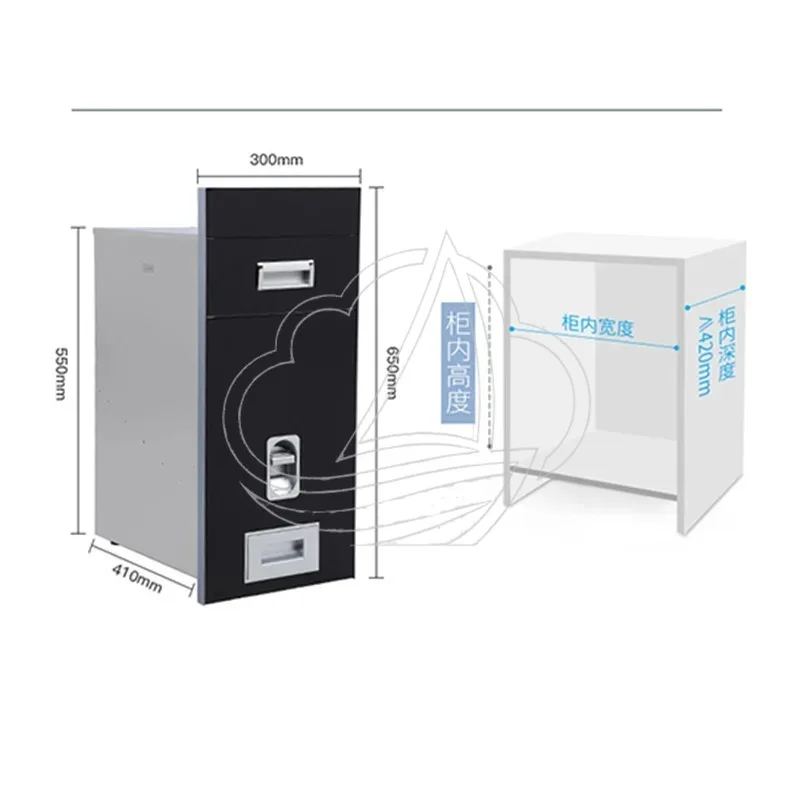 

Foreign trade kitchen rice box embedded cabinet 304 stainless steel rice bucket metered household