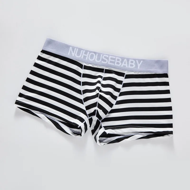 Fashionable personalized cotton underwear men’s boxer  brief shorts youth striped sexy low waist boxer shorts