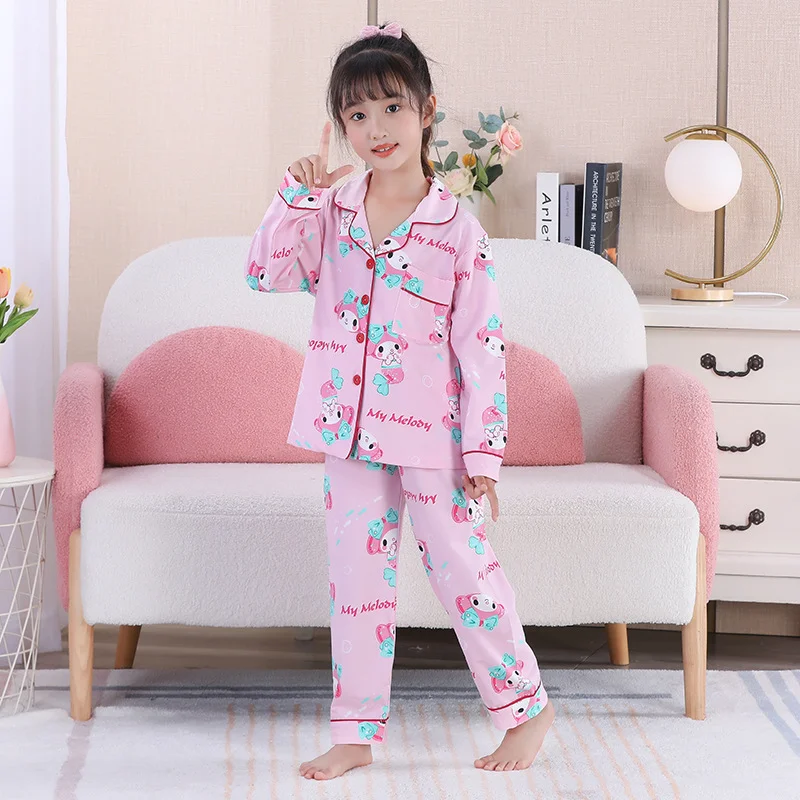 New cute and simple girls pajamas set Melody loungewear Sanrio loungewear cute cartoon Melody girls pajamas two-piece set