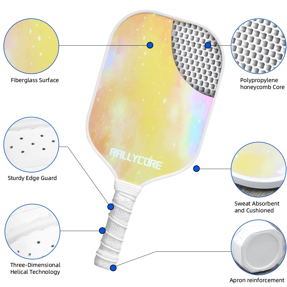 

Набор из 2 ракеток для пиклбола с сотовой сердцевиной, 4 мяча и сумка для переноски, полный подарочный комплект для игры в помещении и на улице