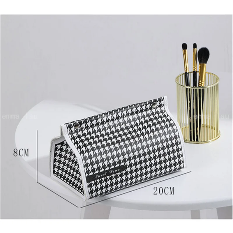 Nordic Ins Style Leather Tissue Box Living Room Paper Napkin Box Dining Table Decorative Tissue Storage Bag