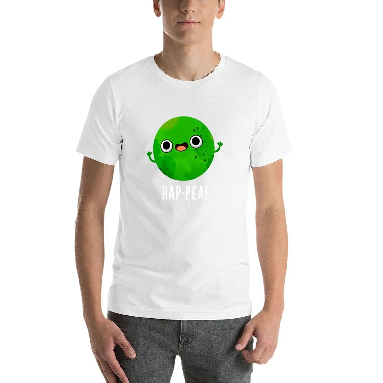 تي شيرت Happy Pea مضحك Happy Pea Puns (Dark BG) تي شيرت للرجال حزمة تي شيرت قطني مع مطبوعات تي شيرت