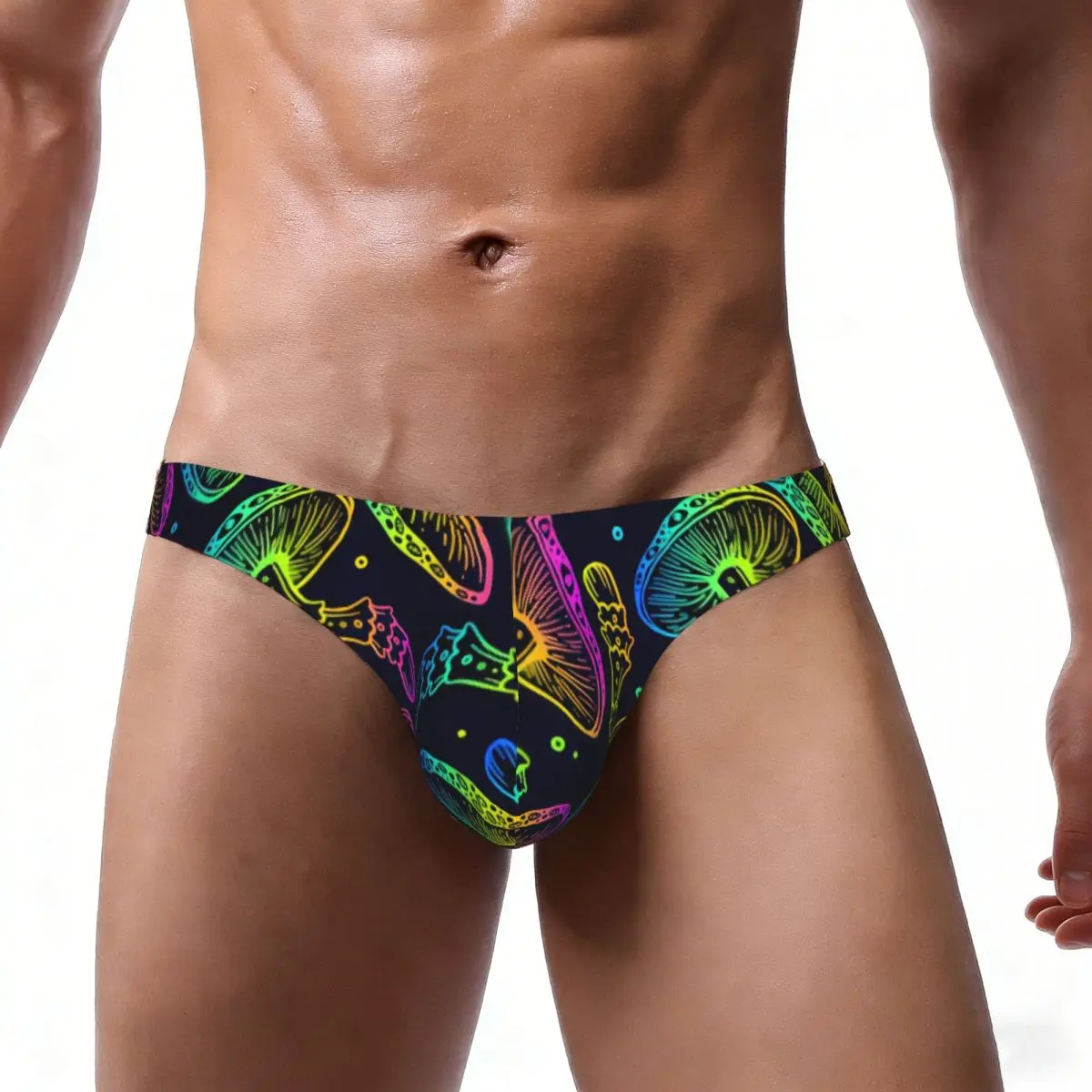 Men Bikini Briefs Cosmic Rainbow Psilocybin Mushrooms Male Underwear Breathable Underpants