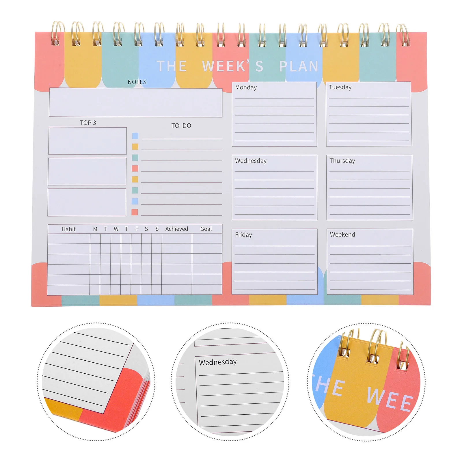 

Weekly Planner Notebook Paper Cover Double Wire Binding Work Schedule Life Organizer Undated Weekly Calendar Task