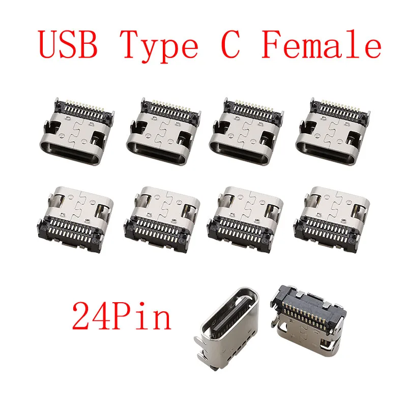 10Pcs USB Typ C 2/6/16/24 Pin Stecker Weibliche Jack Lade Port SMD SMT PCB Solder DIY Reparatur USB-C Typ-C Buchse Anschlüsse