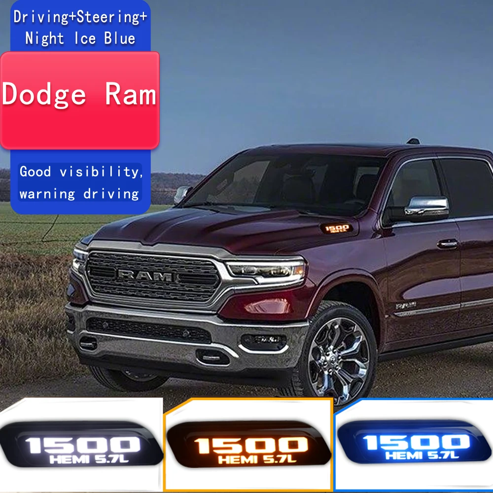 

Car DRL Hood Lamp Side Marker Lights LED Daytime Running Light For Dodge Ram 1500 2019-2024 Fender Light Dynamic Turn Signal
