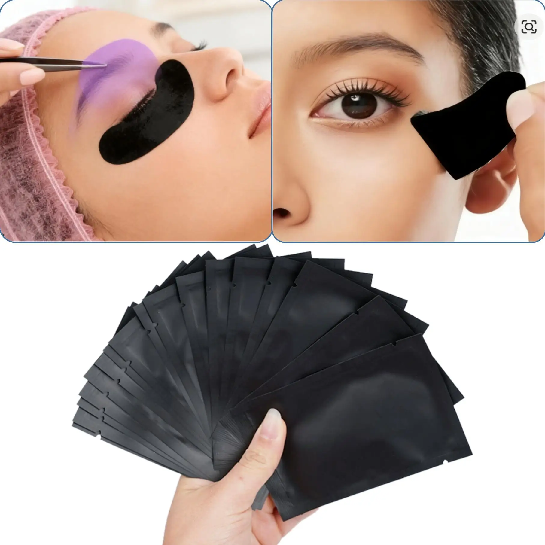 25/50Pairs Padding UV Black Patches for Eyelash Extension Eye Gel Pads Hydrogel Isolate UV Rays Paper Stickers Wraps Makeup New