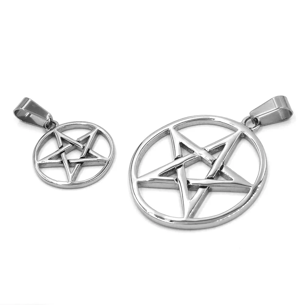 Classic Pentagram Shield Pendant Necklace Stainless Steel Charm Jewelry Fashion Star Biker Men Pendant SWP0298SL